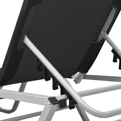 vidaXL Sunbed aluminum and textilene black - QUORE