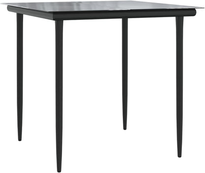 Tidyard 3-delige set, eetkamer, tuin, outdoor, polyrotan, bruin, staal, glas, set van glas en 2 eetkamerstoelen voor de tuin, buiten, tafel en stoelen voor buiten, terras - QUORE