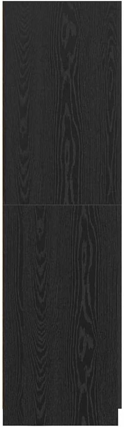 Gecheer 3333855 Wardrobe, Black Oak, 80 x 51 x 180 cm, Material Storage Cabinet with Clothes Rail for Bedroom, Guest Room, Home, - QUORE