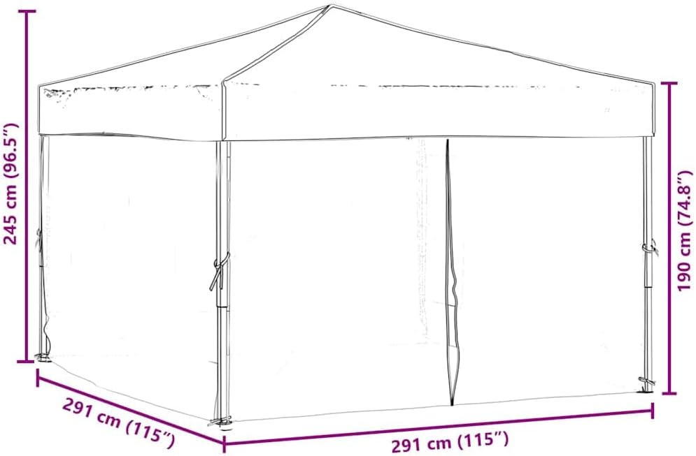 vidaXL Partytent inklapbaar met zijwanden 3x3 m crèmekleurig