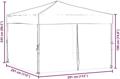 vidaXL Partytent inklapbaar met zijwanden 3x3 m crèmekleurig