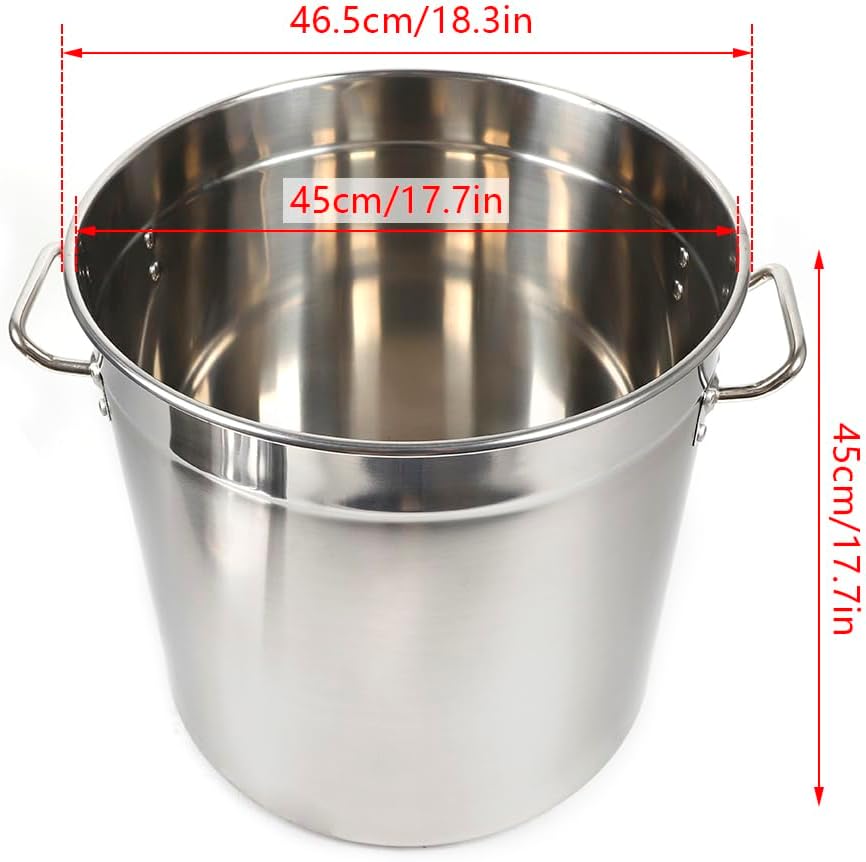 Cooking Pots, 201 Stainless Steel, 50 L/70 L Large Saucepan, 650 °C, Soup Pot with Lid, Jumbo Pot (70 L) - QUORE
