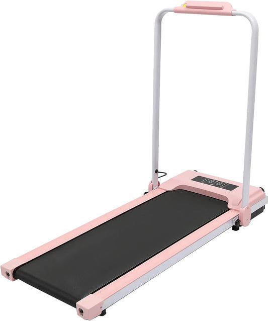Electric Treadmill Home Treadmills Foldable Up to 10 km/h Silent Pure Copper Motor Intelligent LED Display Silicone Shock Absorption Hiking Pad for Home Office Pink - QUORE
