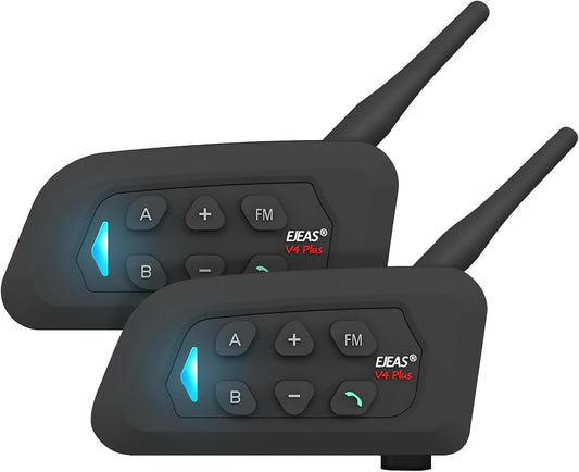 EJEAS V4 Plus Motorcycle Intercom, Headset, Motorcycle Helmet, Extra Long Intercom with 1500 m Long, which can be used by 4 people for simultaneous online chat V4Plus-2