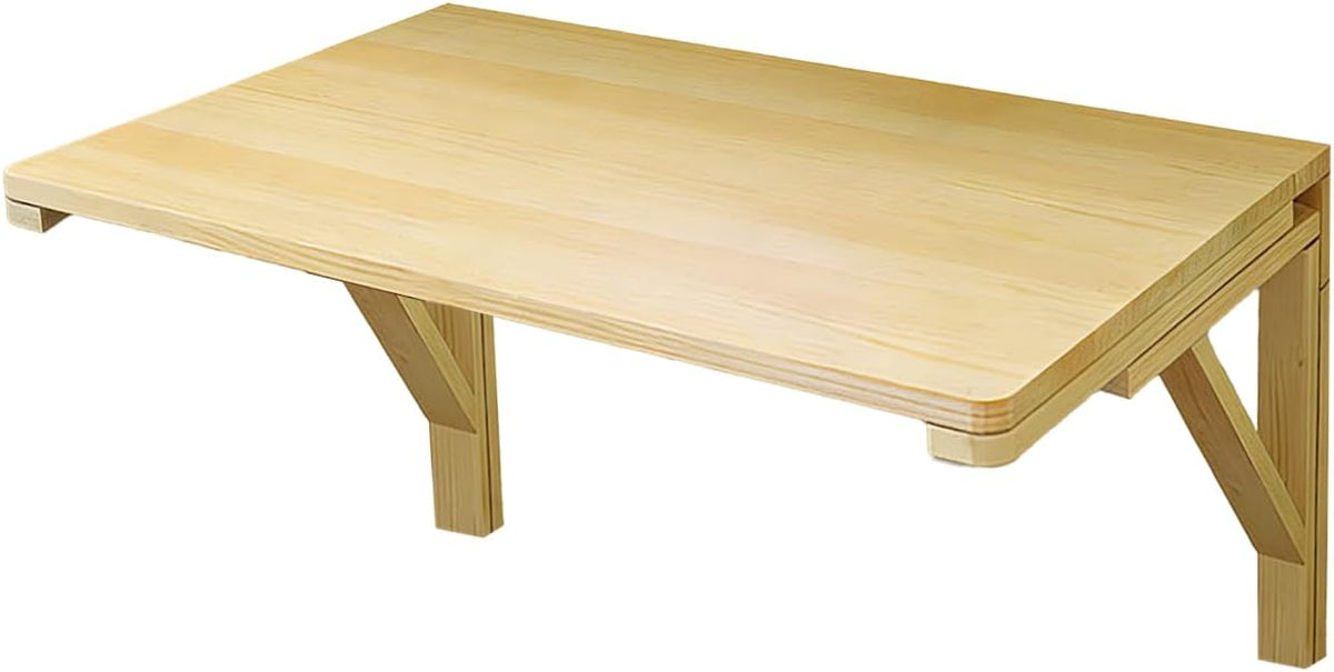 Wandklaptafel, klein zwevend bureau, ruimtebesparend, inklapbaar computerbureau van massief hout, wandtafel voor eetkamer, studie, keuken, diner, wasserette, bar, enz