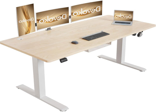 In hoogte verstelbaar bureau – zit-sta bureau – elektrisch bureau – bureau met geheugenfunctie – ergonomisch bureau – 180x80 cm – stalen frame – stille motor - QUORE