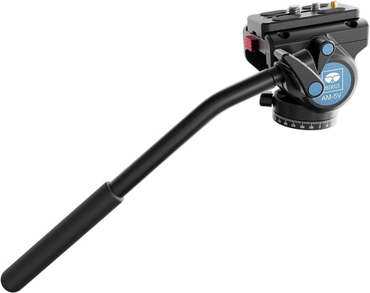 SIRUI AM-5V Fluid videokop, lichtgewicht, 360° panorama, draaibare kantelhoek met Arca Swiss snelkoppelingsplaat, draagkracht 3 kg, voor videocamera, DSLR-camera