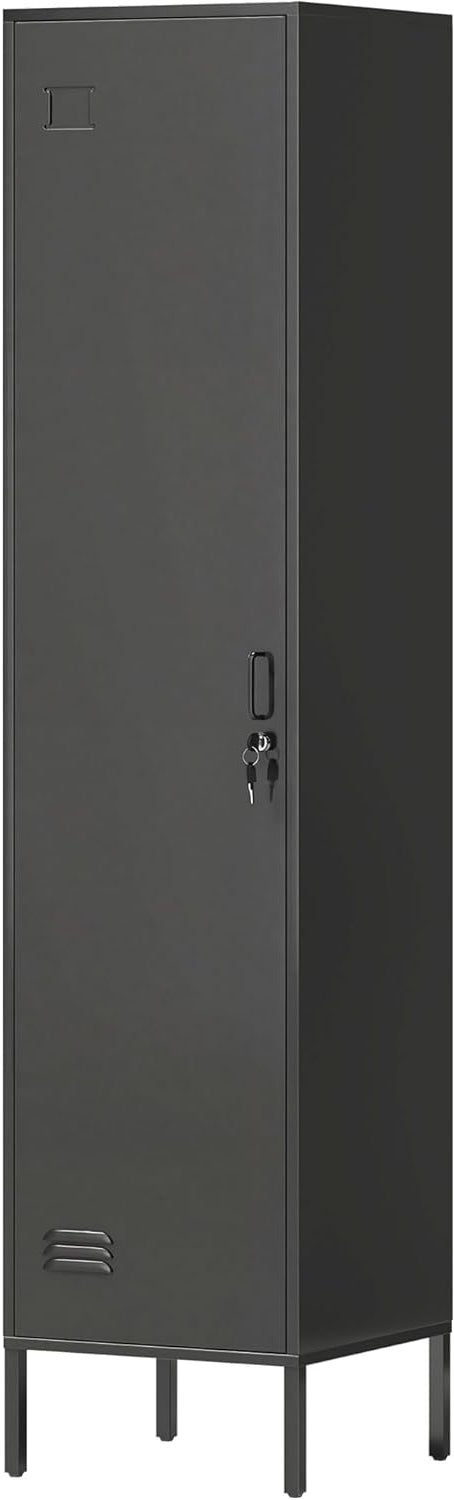 Stalen Locker – Kledingkast – Opbergkast – Lockerkast – Garderobekast – Afsluitbare Deur – Ventilatiesleuven – 40x40x179 cm – Naamplaatjehouder – Stabiel & Duurzaam