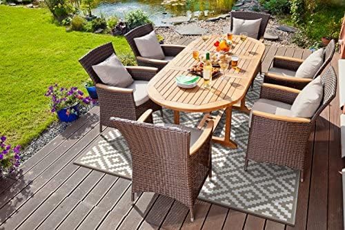 Green Decore Lichtgewicht Outdoor Omkeerbaar Plastic Nirvana Tapijt (9 X 12, Taupe/Wit)
