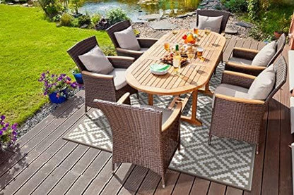Green Decore Lichtgewicht Outdoor Omkeerbaar Plastic Nirvana Tapijt (9 X 12, Taupe/Wit)