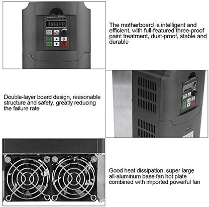 VFD-frequentieomvormer, eenfase 220 VAC-ingang 3-fase 380 VAC-uitgang 7,5 kW vectorbesturing CNC-VFD, inverterconverter, voor motortoerentalregeling