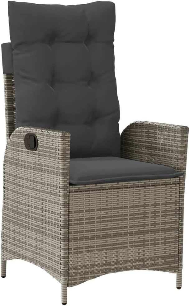 365259 Garden Armchair with Cushions, Synthetic Rattan, Grey, Outdoor Chairs, Patio Chairs Patio Chair - - QUORE