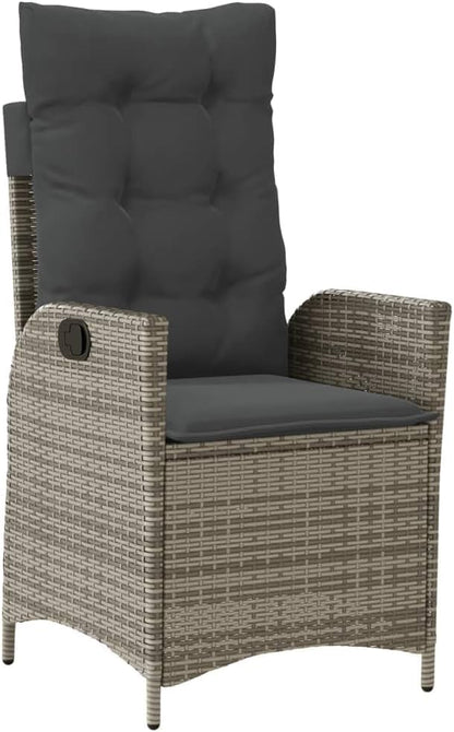 365259 Garden Armchair with Cushions, Synthetic Rattan, Grey, Outdoor Chairs, Patio Chairs Patio Chair - - QUORE