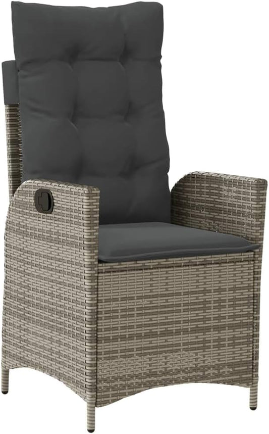 365259 Garden Armchair with Cushions, Synthetic Rattan, Grey, Outdoor Chairs, Patio Chairs Patio Chair - - QUORE