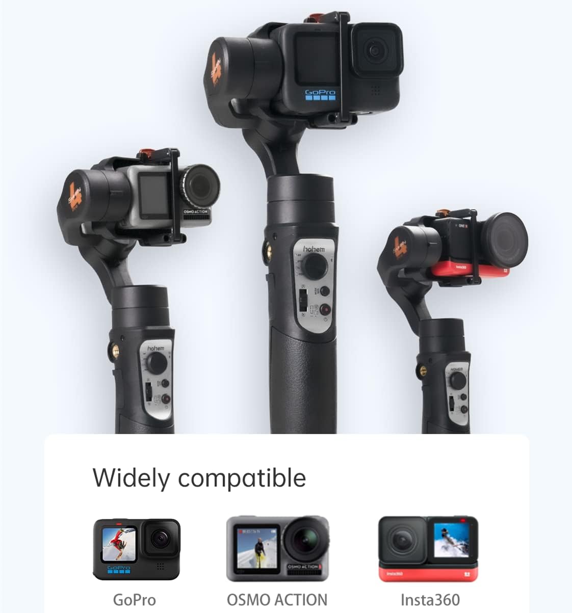 Hohem iSteady Pro 4 Gimbal 3-assige stabilisator spatbescherming voor GoPro Hero 11/10/9/8/7/6/5/4/3, DJI OSMO Action, Insta360 One R, Sony RX0, snelle montage, 14 uur looptijd