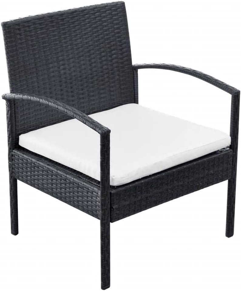 Lounge tuinmeubelset balkon meubelset tuinlounge set 4-dlg. tuin-loungeset met kussens polyrotan zwart - QUORE