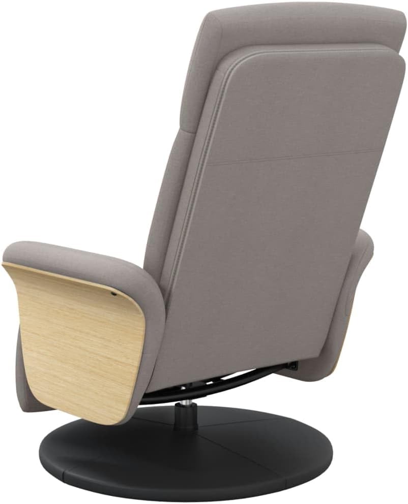 Fauteuil Verstelbaar – Relaxstoel – Draaistoel – Zithoekstoel – Comfortstoel – Verstelbare Rugleuning 105-125° – 360° Draaibaar – Taupe Stof – Met Voetensteun