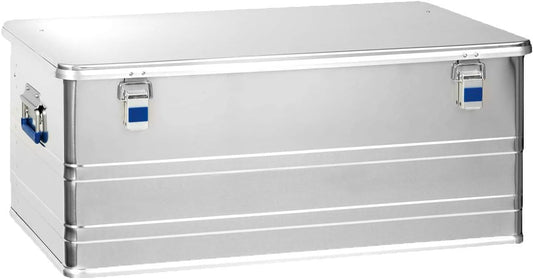 hünersdorff Aluminium box Profi 140 liter, waterdicht met rubberen afdichting, licht, stabiel, klaphandgrepen, voorbereiding voor sloten, kleur: zilver, 452450