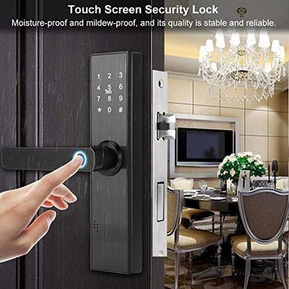 Smart Door Lock Smart Keyless Lock, WiFi Vingerafdruk en Touchscreen Deurslot Yale Voordeur Vingerafdrukslot Biometrisch