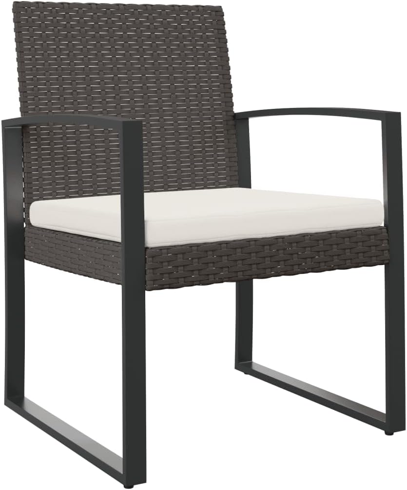 Set of 2 garden chairs made of synthetic rattan PP with cushions, outdoor dining chairs, brown and anthracite, patio furniture with frame made of robust steel, ideal - QUORE