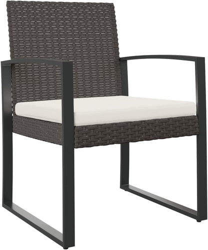 Set of 2 garden chairs made of synthetic rattan PP with cushions, outdoor dining chairs, brown and anthracite, patio furniture with frame made of robust steel, ideal - QUORE