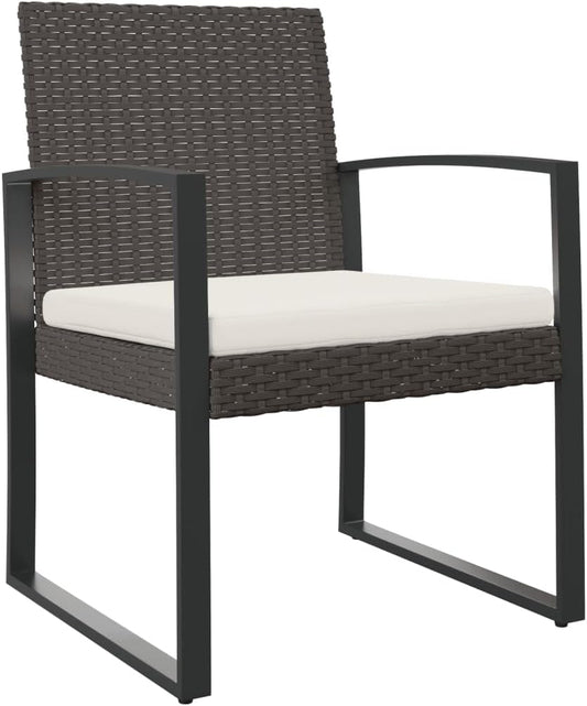 Set of 2 garden chairs made of synthetic rattan PP with cushions, outdoor dining chairs, brown and anthracite, patio furniture with frame made of robust steel, ideal - QUORE