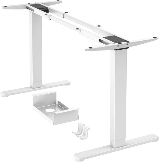 ErGear Height Adjustable Desk, Electric Leg Frame, Double Motor Height Adjustment, Height Adjustable Desk with 4 Memory Controls for Home Office, Load Capacity up to 120 kg, White - QUORE