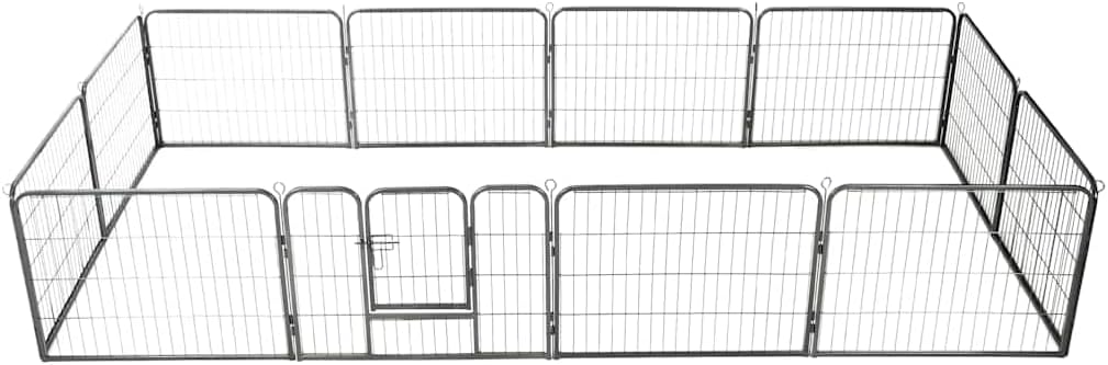 vidaXL Dog run with 12 panels 80x60 cm steel black