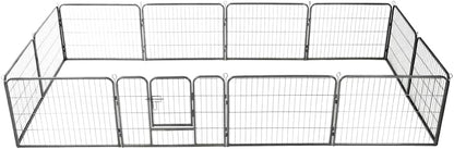 vidaXL Dog run with 12 panels 80x60 cm steel black