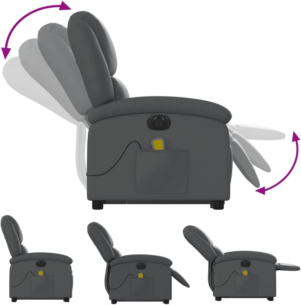 Electric Folding Massage Chair Made of Faux Leather Grey Relax Chair Recliner Chair Electric Relax Chair - QUORE