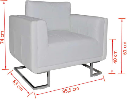 Living room armchair, cockette chair with white chrome faux leather legs, lounge chair, armchair, recliner chair, recliner bedroom j