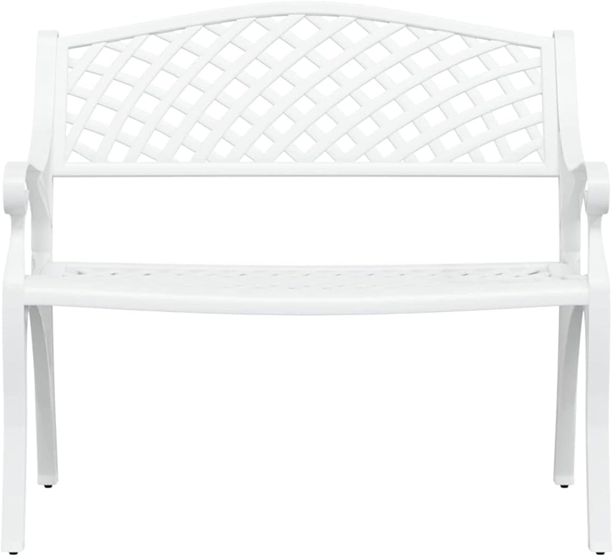 Mogou Tuinbank, buitenbank, terras, tuinbank, gegoten aluminium, wit, 102 cm - QUORE