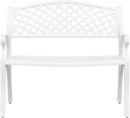 Mogou Tuinbank, buitenbank, terras, tuinbank, gegoten aluminium, wit, 102 cm - QUORE