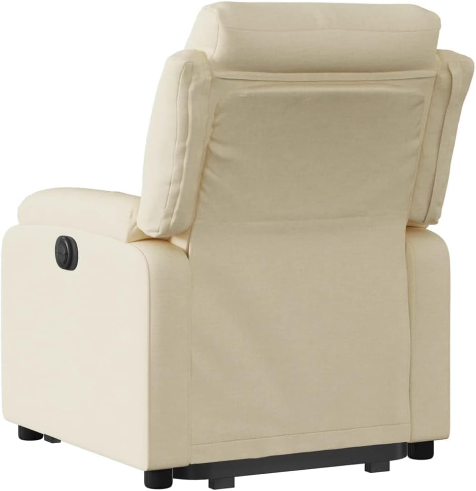 Relaxstoel Met Opstahulp – Elektrische Relaxstoel – Tv-Stoel – Ligstoel – Enkel Ligstoel – Crème Stof – Elektrisch Kantelsysteem – Max 110 Kg Draagvermogen