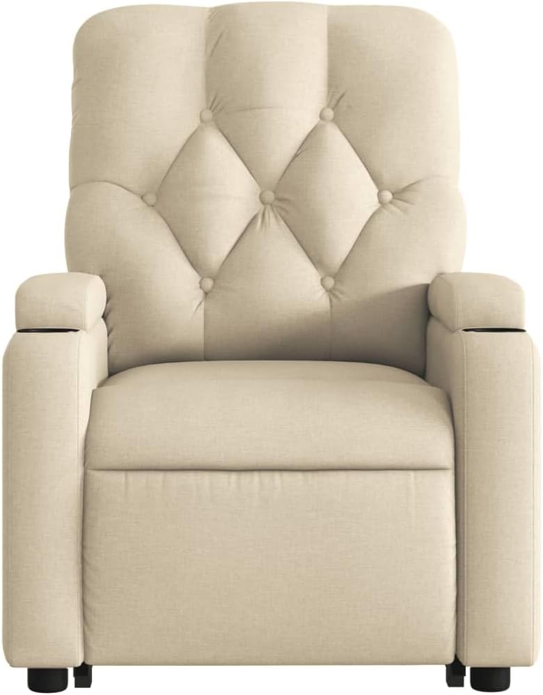 Model 3204719 Fauteuil met rugleuning, kantelbaar, crèmekleurig, van stof, meubelstuk voor woonkamer, fauteuil, relaxstoel, slaapkamerstoel, model 3204719 - QUORE