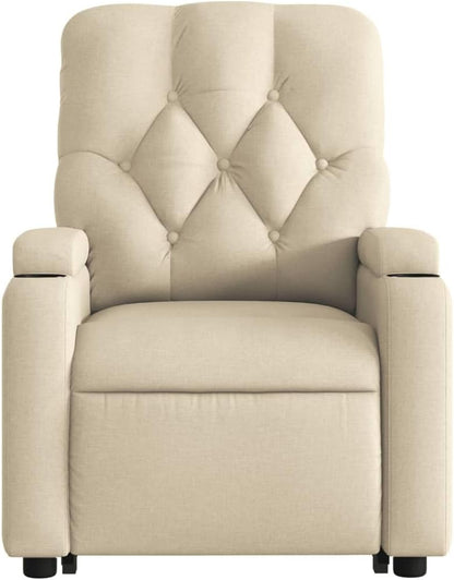Model 3204719 Fauteuil met rugleuning, kantelbaar, crèmekleurig, van stof, meubelstuk voor woonkamer, fauteuil, relaxstoel, slaapkamerstoel, model 3204719 - QUORE