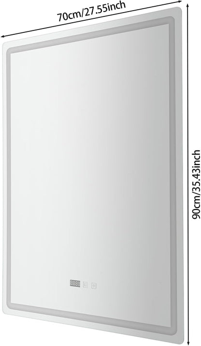LED Badkamerspiegel – Badkamer Spiegel Verlichting – Wandspiegel – Make-Up Spiegel – Anti-Condens Spiegel – 70x90 cm – Instelbare Kleurtemperatuur – Anti-Condens Technologie