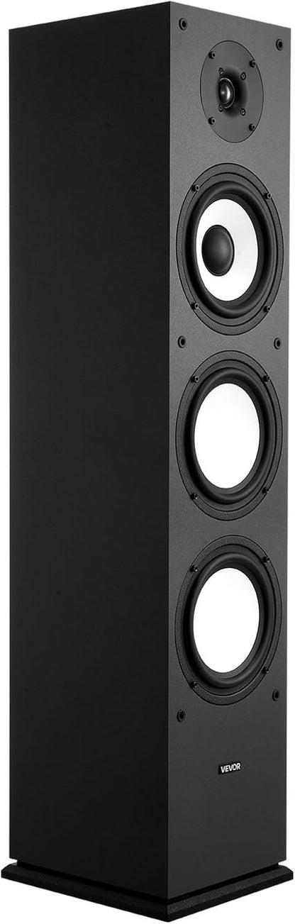 VEVOR Staande luidspreker, 2-weg systeem met 2,54 cm tweeter, 16,51 cm woofer, 200 W piekvermogen, 70 Hz - 20 kHz frequentierespons, robuuste MDF-behuizing, voor thuisaudio, afzonderlijk