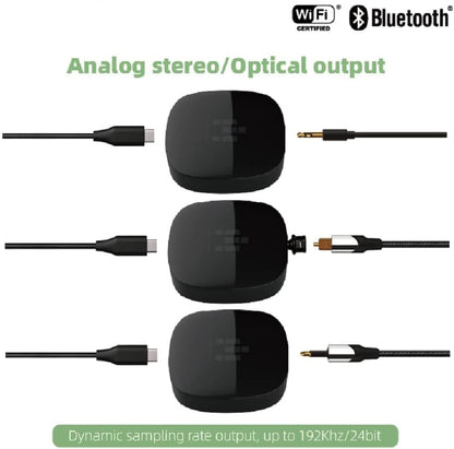 Chromecast - Streaming Box - AudioCast - Audio-Adapter - AirPlay 2 Receiver - HiFi Wireless Multiroom Stereo Preamp - met Siri - Alexa - Hi-Res Audio - Draadloos - 2.4G - 5G - Bluetooth - AUX - 192 kHz - 24-bit Muziek - 3.5 mm jack - Zwart