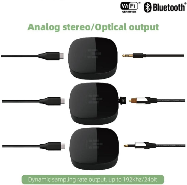 Chromecast - Streaming Box - AudioCast - Audio-Adapter - AirPlay 2 Receiver - HiFi Wireless Multiroom Stereo Preamp - met Siri - Alexa - Hi-Res Audio - Draadloos - 2.4G - 5G - Bluetooth - AUX - 192 kHz - 24-bit Muziek - 3.5 mm jack - Zwart