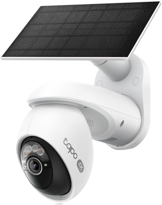 Tapo C660 KIT 4K 360° Solar bewakingscamera voor buiten, accu 10.000 mAh, nachtzicht, dual band wifi, KI-detectie, licht & geluidsalarm, lokale opslag via microSD H500