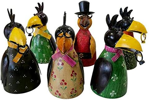 Hoogwaardige hekkruk in voordeelset – paalkruk/hekfiguur metaal – tuindecoratie heggenuker – decoratieve dierfiguren/tuinfiguren (raven – set van 6)
