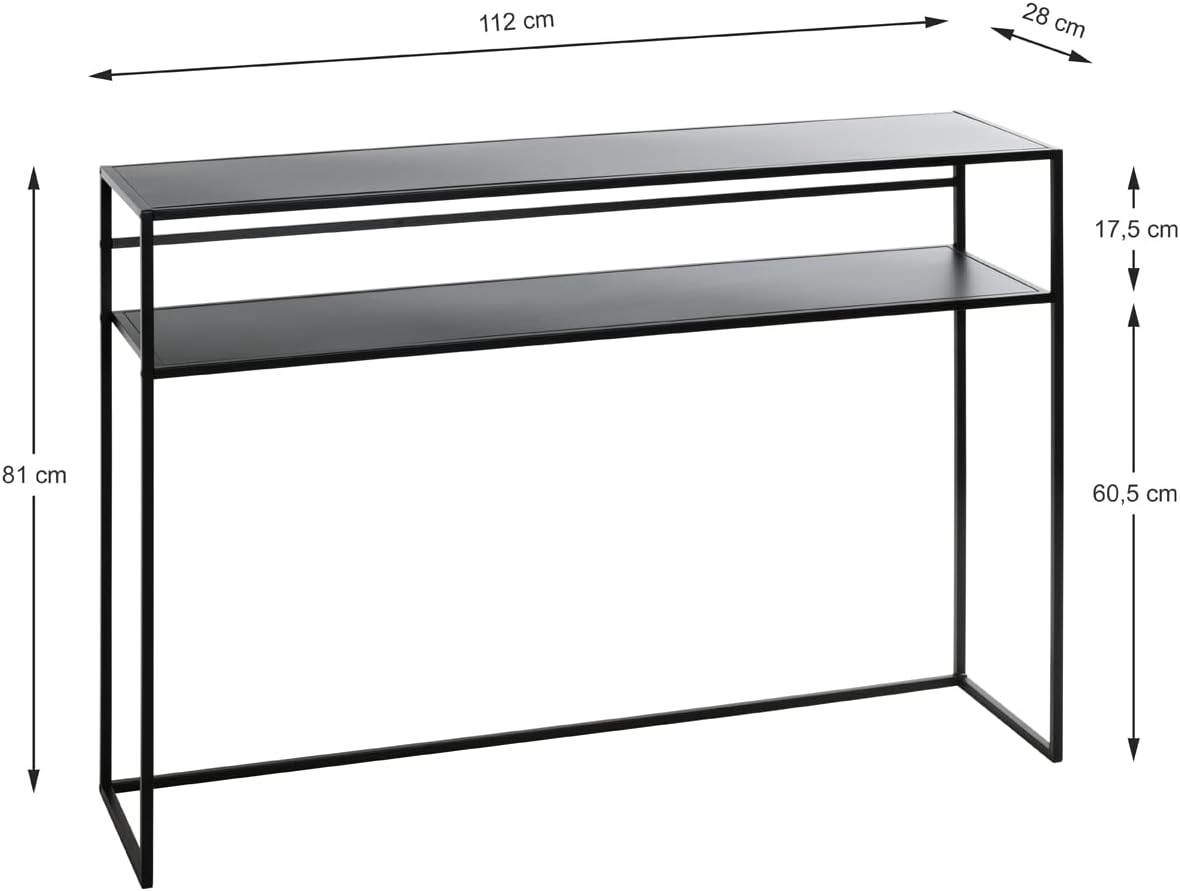 HAKU Console zwart, metaal - Maat: B 112 cm x H 81 cm x D 28 cm, Stijl: Modern