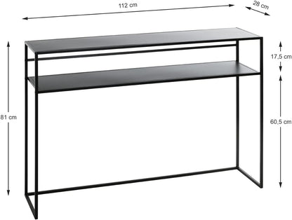 HAKU Console zwart, metaal - Maat: B 112 cm x H 81 cm x D 28 cm, Stijl: Modern
