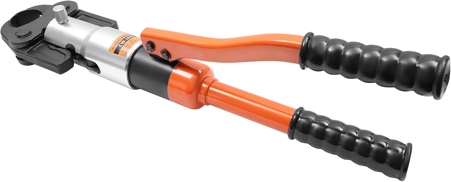 OUKANING Hydraulic Crimping Tool 10T with 360° Rotating Head and Interchangeable Shapes (TH/U/V/M Series), for Aluminium Plastic, PEX, Copper Tubes, Ergonomic, Oilproof (V12, V15, V18, V22, V28) - QUORE