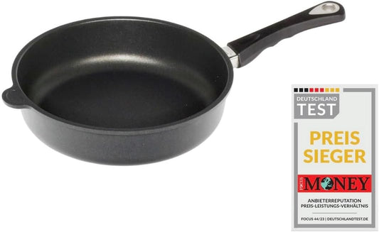 AMT Gastroguss Frying pan, 28 cm diameter, 7 cm high, sturdy handle, suitable for induction, Lotan® non-stick coating, cast iron pan (cast aluminium), AMZN-I-728 - QUORE