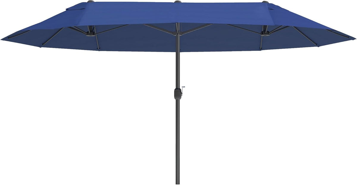 Outsunny Garden Parasol, Market Parasol, Double Parasol, Patio Umbrella with Hand Crank, Oval 460 x 270 x 240 cm - QUORE