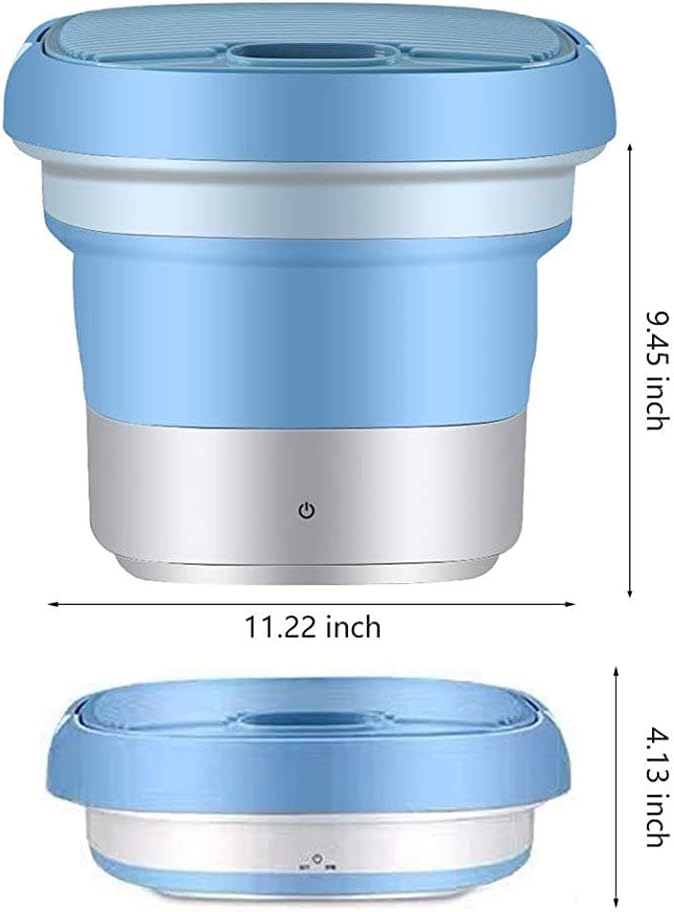 Mini Foldable Washing Machine, Portable Turbo Washing Machine, With Foldable Bath Compact Ultrasonic Turbine Washer for Travel Camping Home Apartment RV,Cyan,sterilizable - QUORE