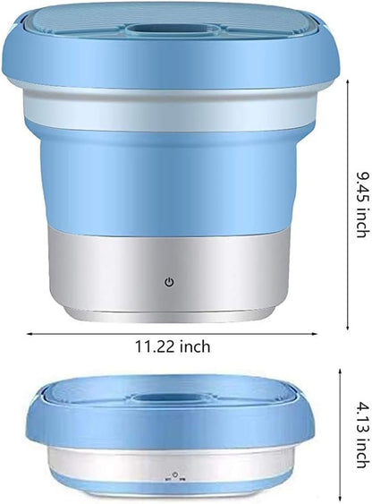 Mini Foldable Washing Machine, Portable Turbo Washing Machine, With Foldable Bath Compact Ultrasonic Turbine Washer for Travel Camping Home Apartment RV,Cyan,sterilizable - QUORE