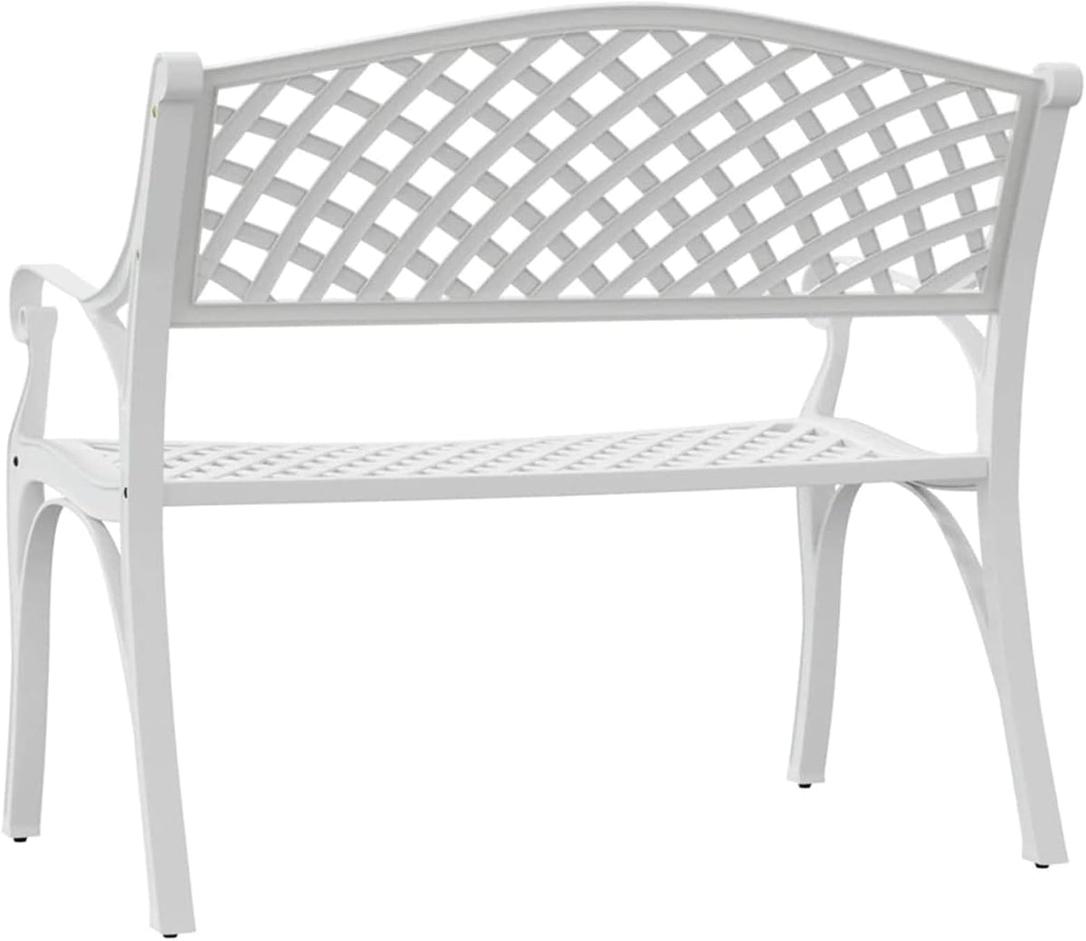 Garden Bench 102 cm Cast Aluminium White Outdoor Bench Furniture - QUORE